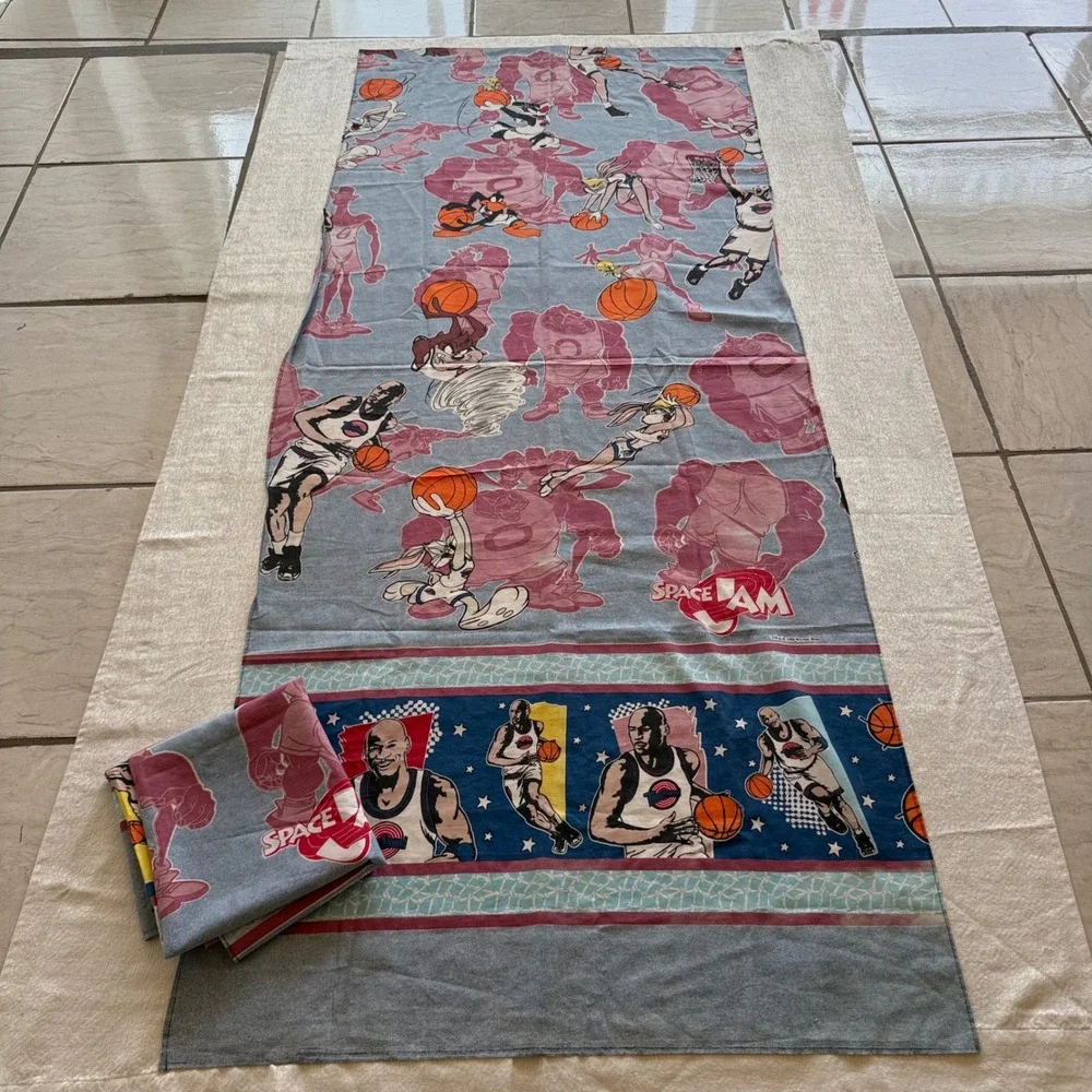 2pc Vintage 1996 Space Jam Curtain Panels Michael Jordan Looney Tunes 35x87